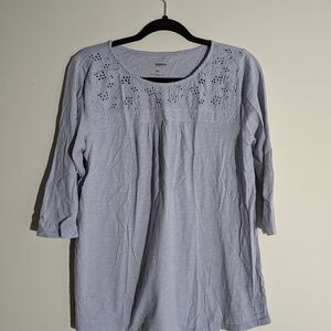 Sonoma Light Gray Eyelet Blouse